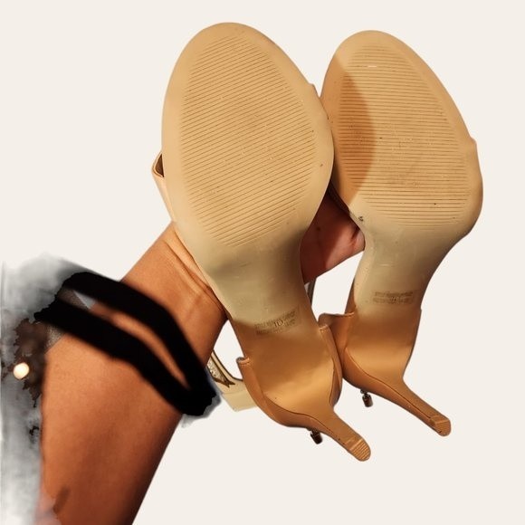 Colin Stuart Metallic Leopard Cheetah Animal Print Gold Silver Lace Up Wrap heel - Picture 11 of 16